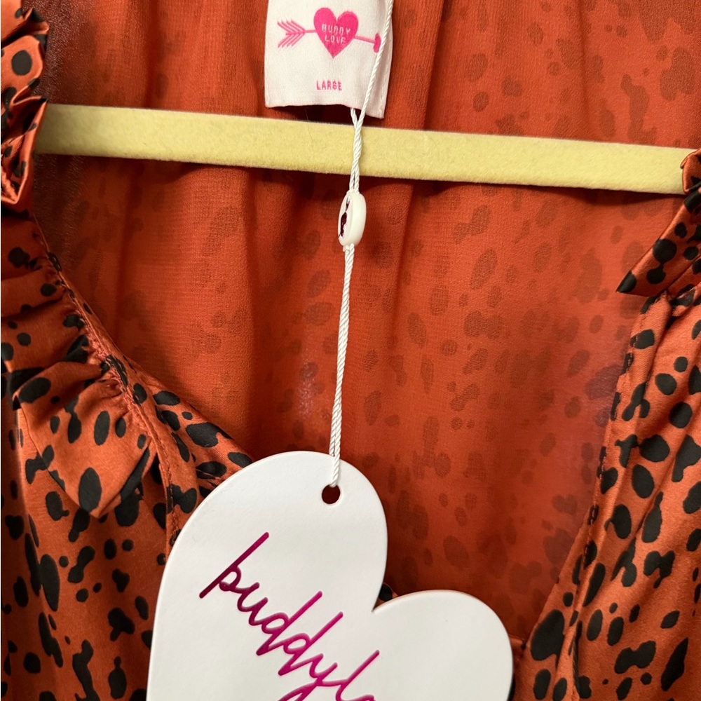 Rust Leopard Satin Mini Dress - Picture 2 of 2